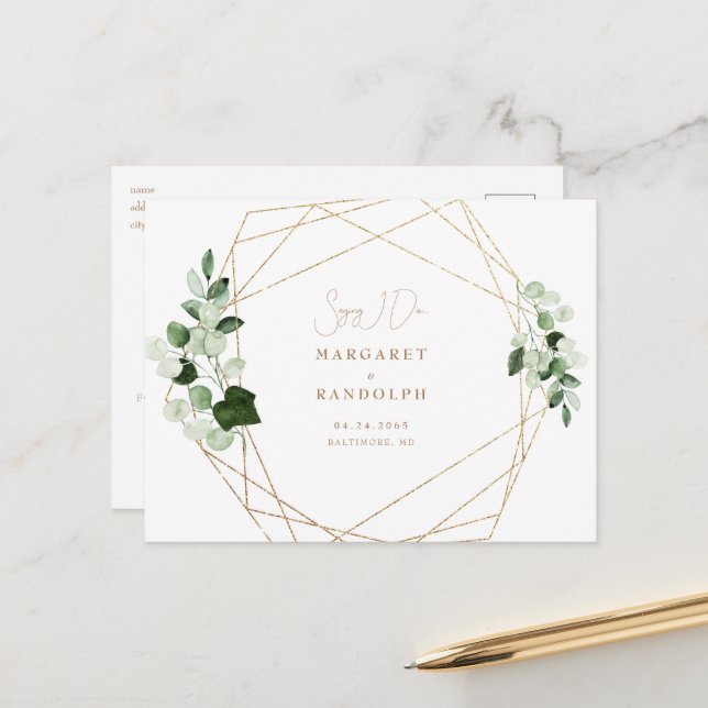 Cartão Postal De Anúncio Foto do Casal Contemporâneo de Folhagem Salva a Da (Frente/Verso In Situ)