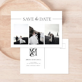 Cartão Postal De Anúncio Foto do casamento da tipografia moderna Salve a da