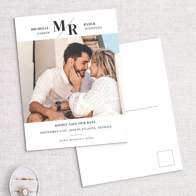 Cartão Postal De Anúncio Foto do Monograma Moderno Salve o Cartão-Postal de (Criador carregado)