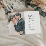 Cartão Postal De Anúncio Foto do Script Salvar o código QR de Data<br><div class="desc">Script Two Photo Save the Date (Imagem Dois: Salve a data) - com duas das suas fotos favoritas com bonito tipografia de script delicada. Perfeito para um casamento minimalista ou rústico Código QR na parte de trás do site Salvar a Data do seu casamento.</div>