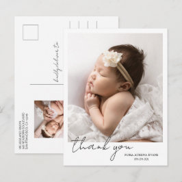 Cartão Postal De Anúncio Foto Elegante de Script Moderno Simples, Obrigado 