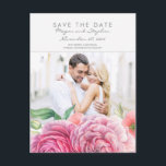 Cartão Postal De Anúncio Foto Elegante Floral Cor-de-Rosa Salva a Data<br><div class="desc">Flores cor-de-rosa,  aquarela,  foto elegante,  salve os cartões postais</div>