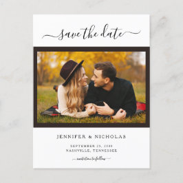 Cartão Postal De Anúncio Foto Elegante Moderna Salva A Data