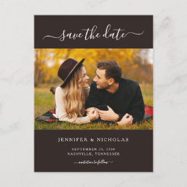 Cartão Postal De Anúncio Foto Elegante Moderna Salva O Noivado De Data