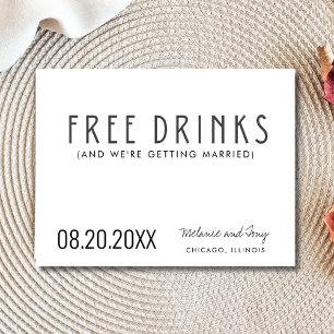 Cartão Postal De Anúncio Foto engraçada de bebidas grátis no casamento Salv