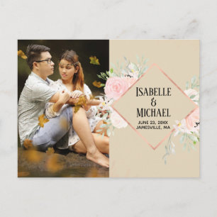 Cartão Postal De Anúncio Foto Floral Cor-de-Rosa Moderna Salva o Cartão-Pos