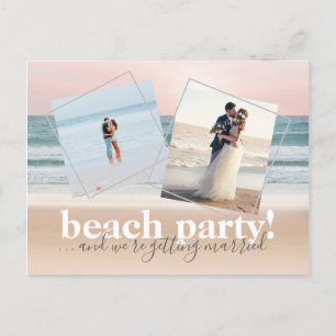 Cartão Postal De Anúncio Foto Horizontal Engraçada de Casamento na Praia - 