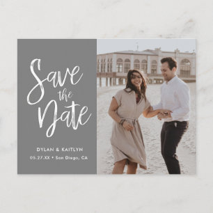 Cartão Postal De Anúncio Foto minimalista da Cinza de Script Moderno Salvar