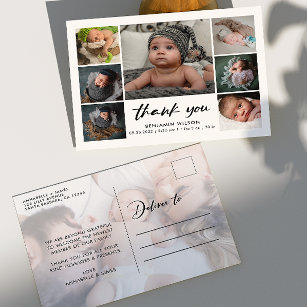 Cartão Postal De Anúncio Foto Moderna Colagem Bebê Obrigado
