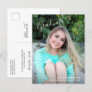 Cartão Postal De Anúncio Foto Moderna e Elegante de Graduação