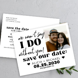 Cartão Postal De Anúncio Foto moderna engraçada casual casamento salvar a d
