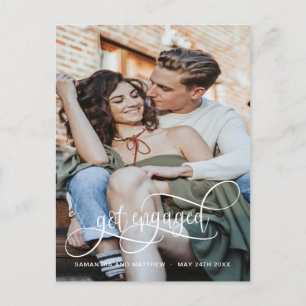 Cartão Postal De Anúncio Foto: Noivado de Caligrafia Branca