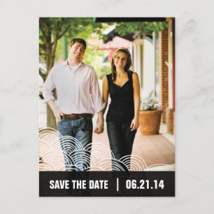 Cartão Postal De Anúncio Foto Padrão Branco/Caixa Preta Save the Date 01