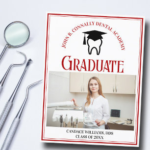 Cartão Postal De Anúncio Foto Personalizada da Escola Dental Vermelha para 