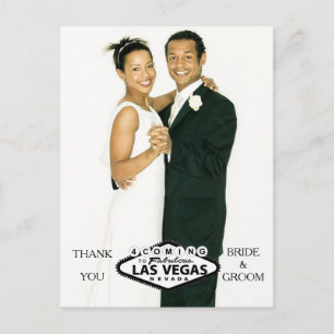 Cartão Postal De Anúncio Foto Personalizada Do Casamento De Las Vegas Obrig