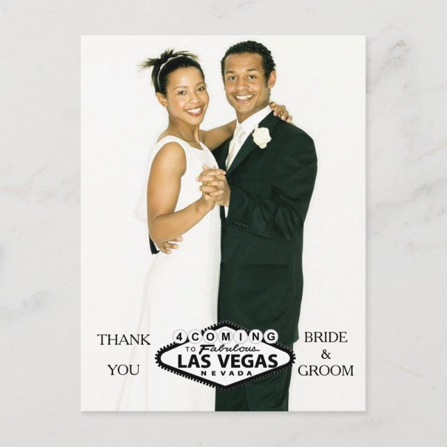 Cartão Postal De Anúncio Foto Personalizada Do Casamento De Las Vegas Obrig (Frente)