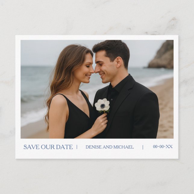 Cartão Postal De Anúncio Foto personalizada Salvar o Cartão-postal de data (Frente)