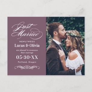 Cartão Postal De Anúncio Foto Romântica Rosa Casados Recentemente