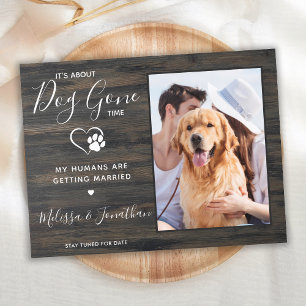 Cartão Postal De Anúncio Foto Rustic Funny Pet Weding Noivado Cão