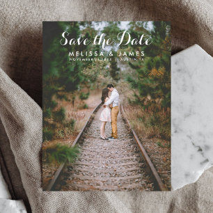 Cartão Postal De Anúncio Foto Simples de Caligrafia para Casamento Save The