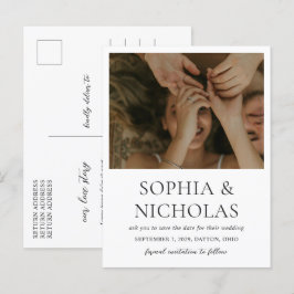 Cartão Postal De Anúncio Foto Simples Preto e Branco de Casamento Salve a D