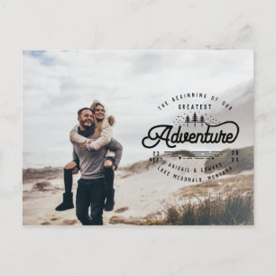 Cartão Postal De Anúncio foto vintage rústica da floresta salvar a data