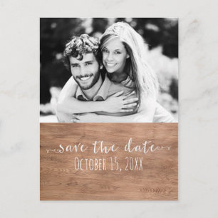 Cartão Postal De Anúncio Fotografia de casamento rústico SAVE THE DATE em m