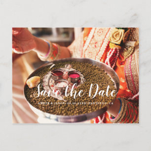 Cartão Postal De Anúncio Fotografia Personalizada Casamento Indiano Salvar 