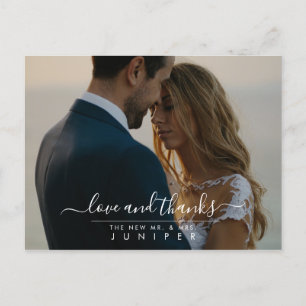 Cartão Postal De Anúncio Fotos de casamento, amor e Obrigados
