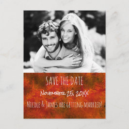 Cartão Postal De Anúncio Fotos de casamento rústico SAVE THE DATE Dourado d