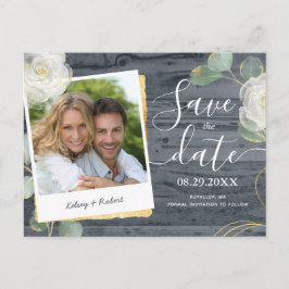 Cartão Postal De Anúncio Fotos de Rosas e Folhagens para Casamento Rústico