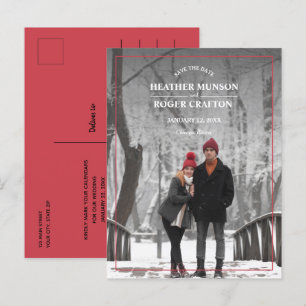 Cartão Postal De Anúncio Fotos Simples de Borda para Casamento Save the Dat