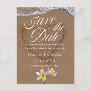 Cartão Postal De Anúncio Frangipani /Plumeria Beach Island Salvar a data