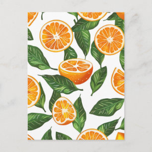Cartão Postal De Anúncio Fruta Botânica Laranja Cítrica Seamless