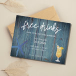 Cartão Postal De Anúncio Funny Beach Wedding Save the Dates<br><div class="desc">Are you planning a beach wedding and want to get your guests excited? Our "Free drinks and we're getting married" save the date postcard will do just that! With its playful message and beachy design,  this card sets the perfect tone for your upcoming celebration.</div>