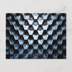 Cartão Postal De Anúncio Futurista Abstrato Azul Geométrico Metálico