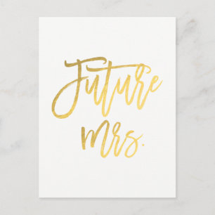 Cartão Postal De Anúncio Futuro Sra. Faux Dourado Moderno Salvar A Data