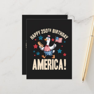 Cartão Postal De Anúncio Ganso Patriótico Bobo do 250º Aniversário da Améri