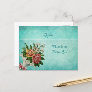 Cartão Postal De Anúncio Garota de Flor Personalizada do Buquê Bridal