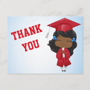 Cartão Postal De Anúncio Garota de Formatura de Vermelho