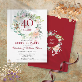 Cartão Postal De Anúncio Garra de Rosas para Festa Surpresa de 40º Aniversá