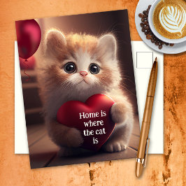 Cartão Postal De Anúncio Gatinho Cute Movendo Novo Endereço