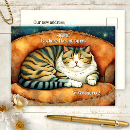 Cartão Postal De Anúncio Gatinho Fofo Mudando Novo Endereço