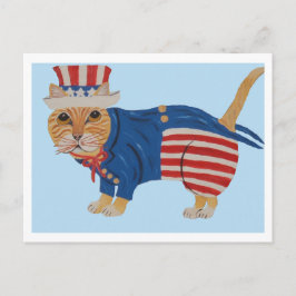 Cartão Postal De Anúncio Gato Laranja Tabby Tio Sam