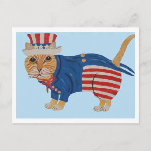 Cartão Postal De Anúncio Gato Laranja Tabby Tio Sam