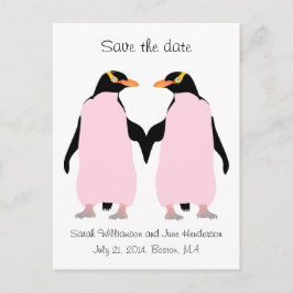 Cartão Postal De Anúncio Gay Salve a data, pinguins rosa