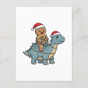Cartão Postal De Anúncio Gingerpão Andando Papais noeis De Dinossauro Natal