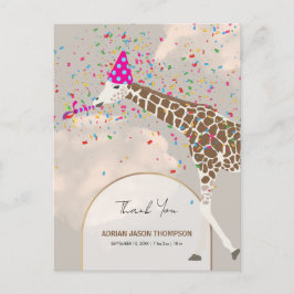Cartão Postal De Anúncio Giraffe Partilhando Safari Theme Baby Announing