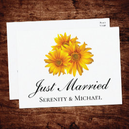 Cartão Postal De Anúncio Girassóis Boho Amarelo Floral Casamento Recém-casa