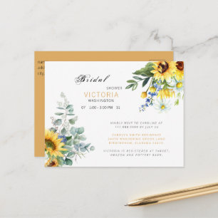 Cartão Postal De Anúncio Girassóis Coloridos Florais Chuveiro Nupcial 